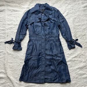 🥶 Banana Republic 100% Tencel Blue Button Down Mini Dress Petite Size 2